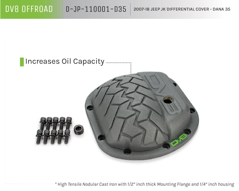 DV8 Offroad HD Dana 35 Diff Cover Cast Iron Gray Powdercoat DV8 Offroad