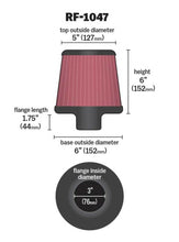 Load image into Gallery viewer, K&amp;N Round Tapered Universal Air Filter 3 inch Flange 6 inch Base 5 inch Top 6 inch Height K&amp;N Engineering