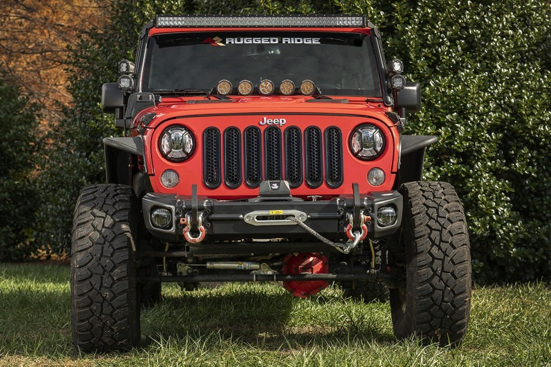 Rugged Ridge 07-18 Jeep Wrangler JK Arcus Front Bumper Set w/Tray & Hooks Rugged Ridge