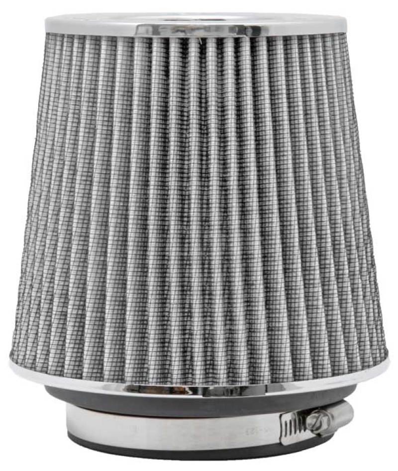 K&N Universal Filter Chrome Round Tapered White - 4in Flange ID x 1.125in Flange Length x 5.5in H K&N Engineering