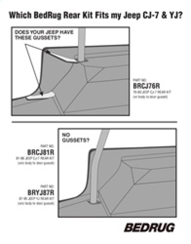 BedRug 87-95 Jeep YJ Rear Kit 4pc Cargo Kit (Incl Tailgate & Cargo Liner) BedRug