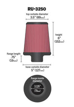 Load image into Gallery viewer, K&amp;N Universal Tapered Filter 3.125in Flange ID x 5in Base OD x 3.5in Top OD x 6in Height K&amp;N Engineering