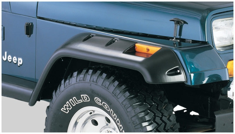 Bushwacker 87-95 Jeep Wrangler Cutout Style Flares 2pc Cutting Optional Not Renegade - Black Bushwacker