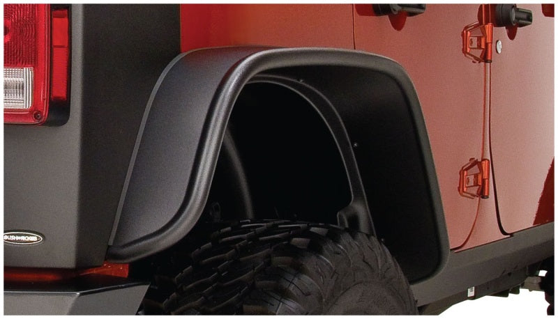 Bushwacker 07-18 Jeep Wrangler Unlimited Flat Style Flares 2pc 4-Door Sport Utility Only - Black Bushwacker