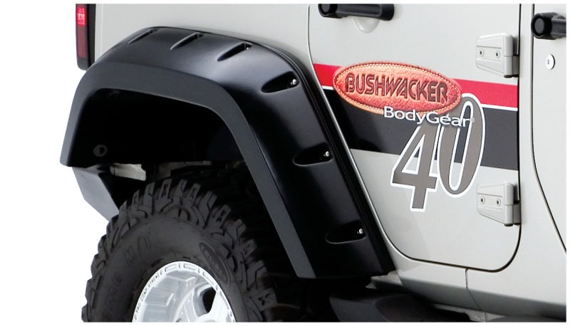 Bushwacker 07-18 Jeep Wrangler Unlimited Max Pocket Style Flares 2pc Extended Coverage - Black Bushwacker