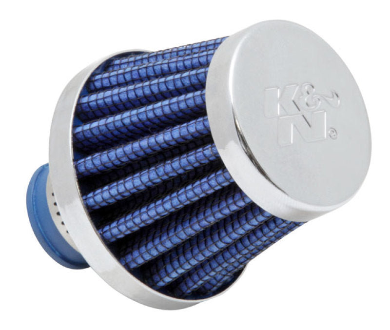 K&N 2in Base OD x .375in Flange ID x 1.75in H Rubber Base Crankcase Vent Filter - Blue K&N Engineering