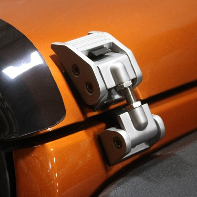 Rugged Ridge 07-18 Jeep Wrangler JK Silver Hood Catch Kit Rugged Ridge
