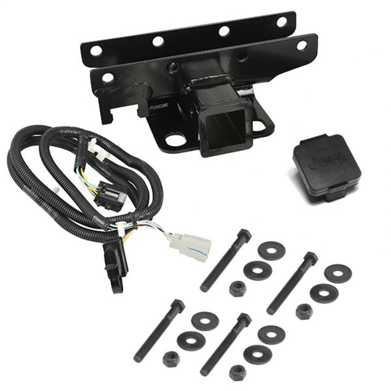 Rugged Ridge Receiver Hitch Kit Jeep Logo 07-18 Jeep Wrangler Rugged Ridge