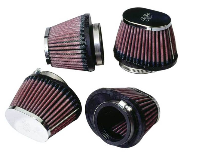 K&N Universal Chrome Oval Tapered Filter 2.125inFlgID x 4inBOL x 3inBOW x 3inTOL x 2inTOW x 2.75inH K&N Engineering
