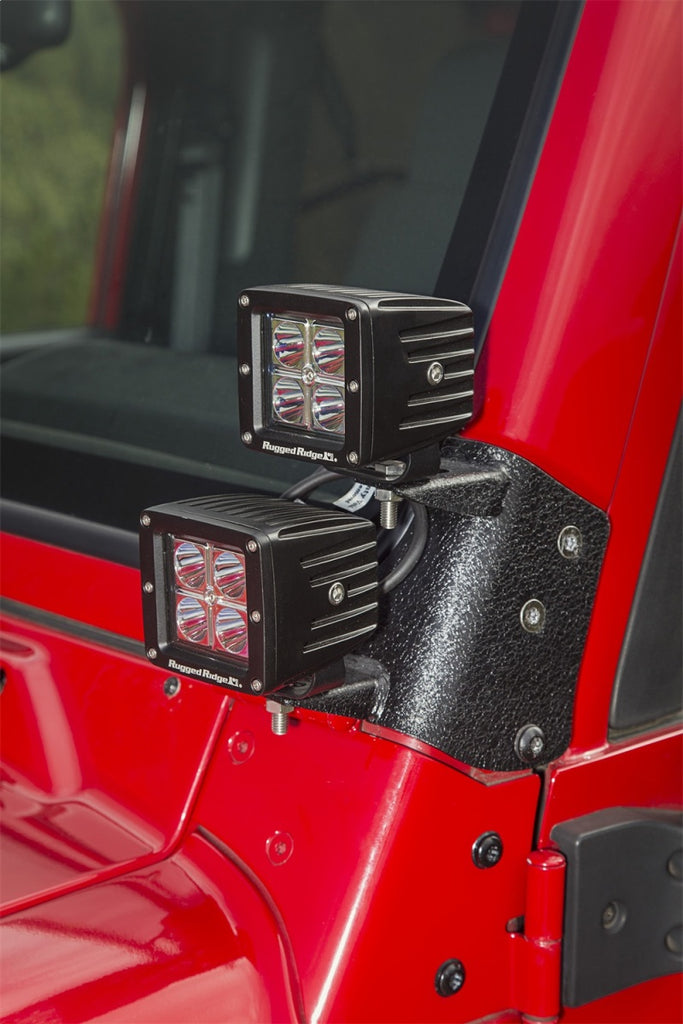 Rugged Ridge 97-06 Jeep Wrangler TJ Textured Black Dual A-Pillar Light Mount Rugged Ridge