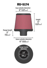 Load image into Gallery viewer, K&amp;N Universal Rubber Filter-Round Tapered 2.5in Flange ID x 6in Base OD x 5in Top OD x 5in Height K&amp;N Engineering