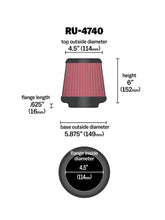 Load image into Gallery viewer, K&amp;N Filter Universal Rubber Filter Round Tapered 4.5in  Flange 5.875in Base 4.5 inch Top 6in  Height K&amp;N Engineering
