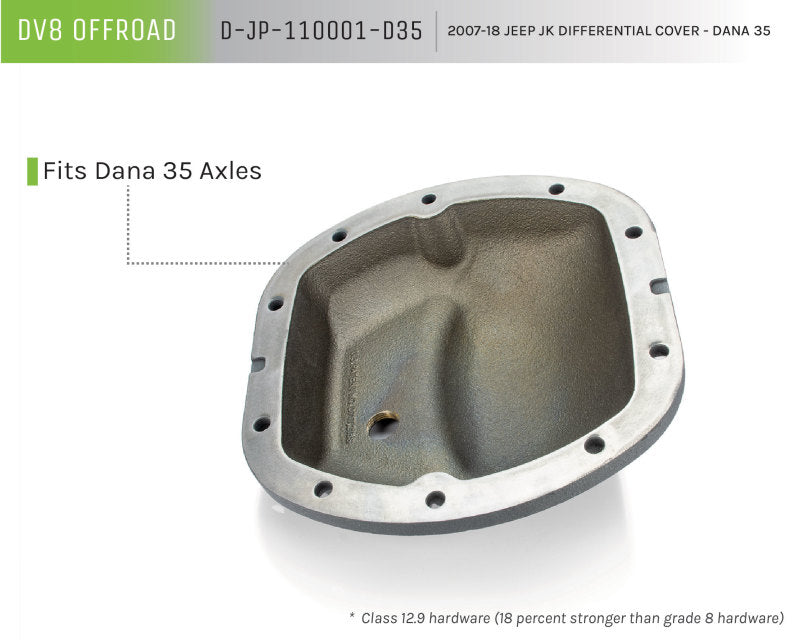 DV8 Offroad HD Dana 35 Diff Cover Cast Iron Gray Powdercoat DV8 Offroad