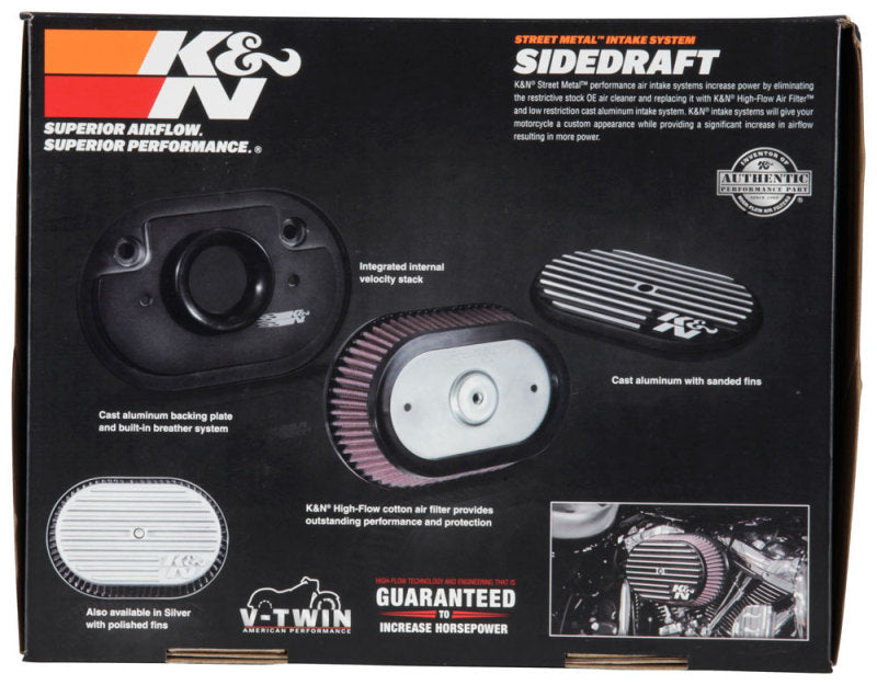 K&N Street Metal Intake System for 02-06 Harley Davidson Road King F/I 88cl Side Draft Dyna/Softail K&N Engineering