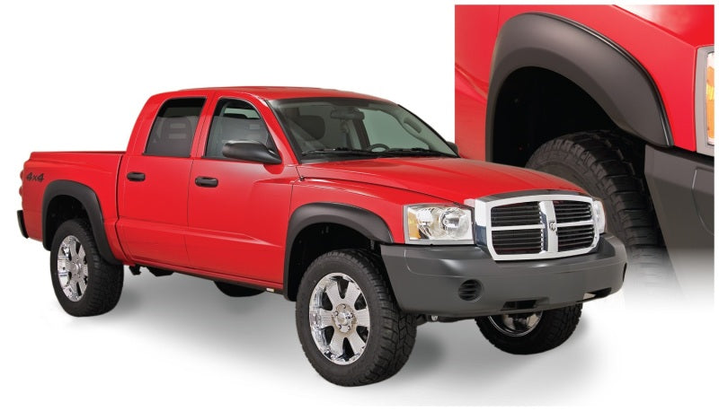 Bushwacker 05-10 Dodge Dakota Crew Cab Fleetside Extend-A-Fender Style Flares 4pc 64.9in Bed - Black Bushwacker