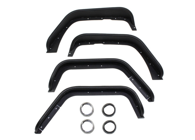 Fishbone Offroad 07-18 Jeep Wrangler Front/Rear Tube Fenders - Aluminum Blk Txtrd Pwdrcoat(Set Of 4) Fishbone Offroad