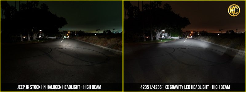 KC HiLiTES 97-06 Jeep TJ/Univ. 7in. Gravity LED H4 DOT Approved Replac. Headlight (Pair Pack System) KC HiLiTES