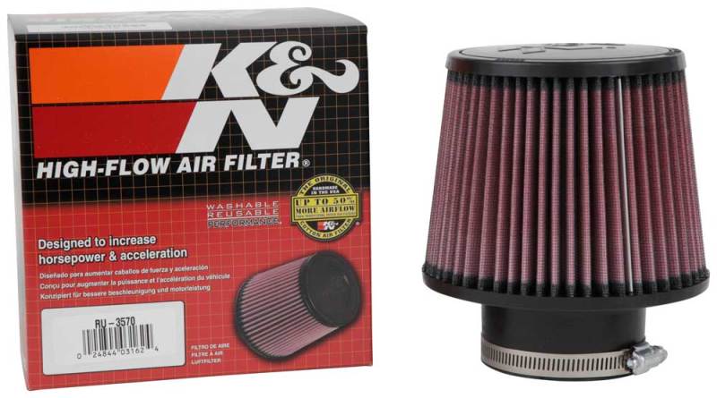 K&N Filter Universal Rubber Filter 3in Flange ID 6in Base OD 5.125in Top OD 5in Height K&N Engineering