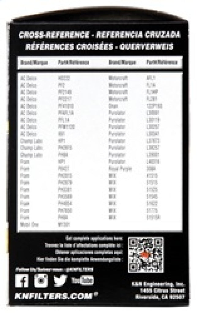 K&N Oil Filter OIL FILTER; AUTOMOTIVE K&N Engineering