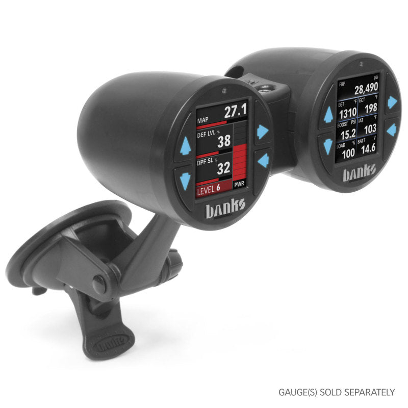 Banks Power Dual Gauge Pod Suction Mount For iDash 1.8 And 52mm Gauges Banks Power