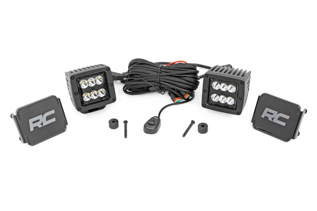 LED Light Kit | Cowl Mount | 2" Black Pair | Jeep Gladiator JT (20-23)/Wrangler JL (18-23) Rough Country