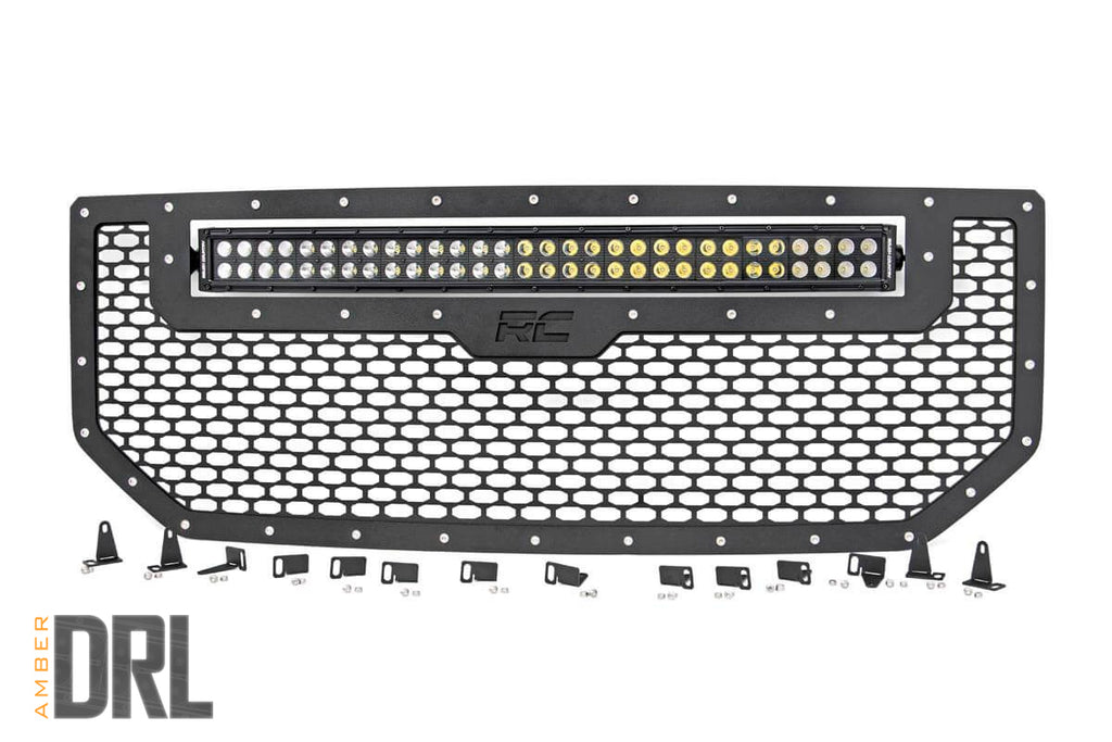 Mesh Grille | 30" Dual Row LED | Black | Amber DRL | GMC Sierra 1500 (16-18) Rough Country