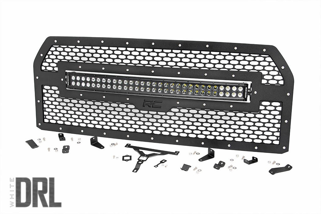 Mesh Grille | 30" Dual Row LED | Black Ser | Ford F-150 (15-17) Rough Country
