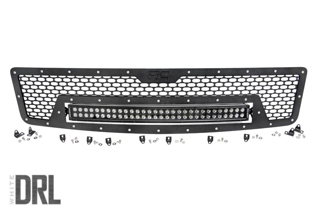 Mesh Grille | 30" Dual Row LED | Black | White DRL | Chevy Silverado 1500 (07-13) Rough Country