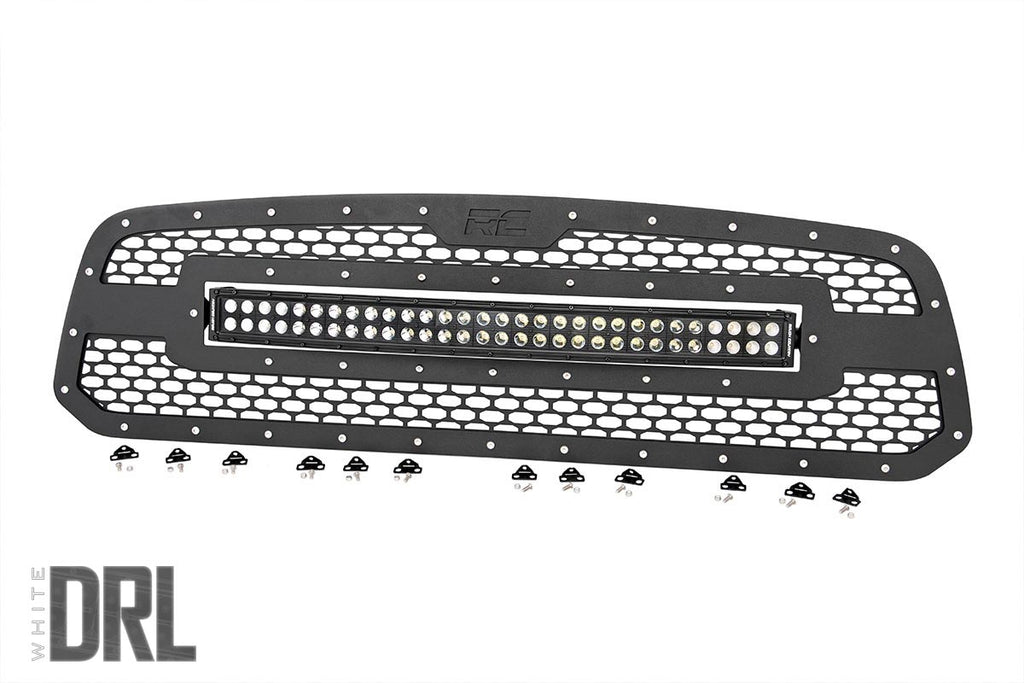 Mesh Grille | 30" Dual Row LED | Black | White DRL | Ram 1500 (13-18 & Classic) Rough Country