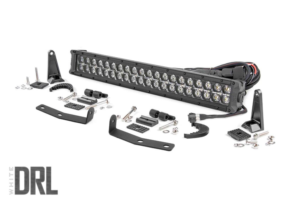 LED Light Kit | Bumper Mount | 20" Black Dual Row | White DRL | Nissan Titan XD (16-23) Rough Country