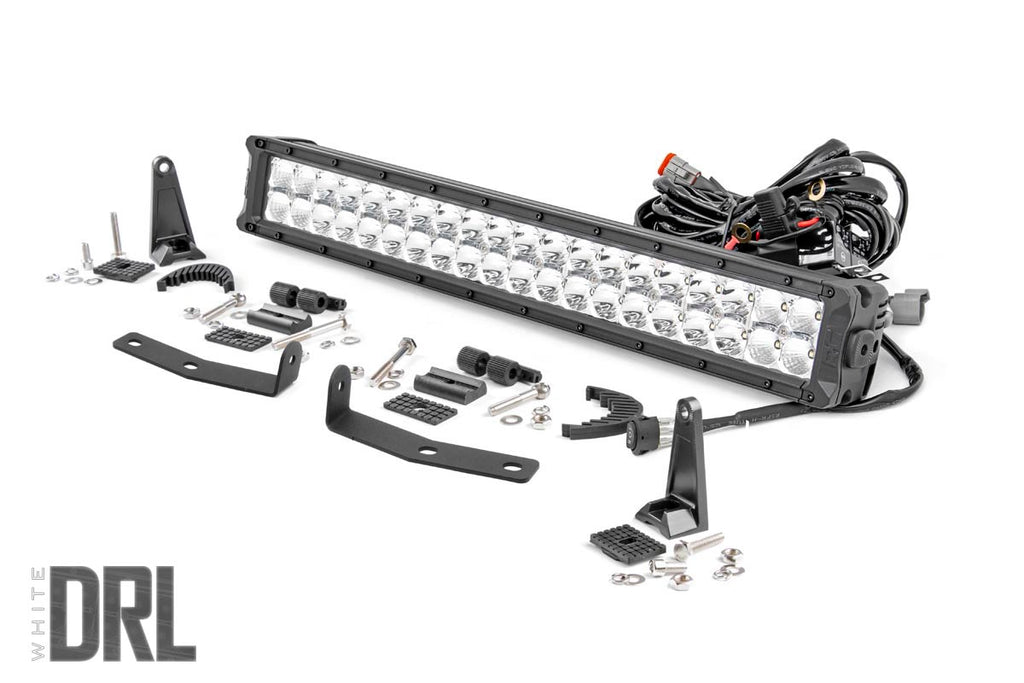 LED Light Kit | Bumper Mount | 20" Chrome Dual Row | White DRL | Nissan Titan XD (16-23) Rough Country
