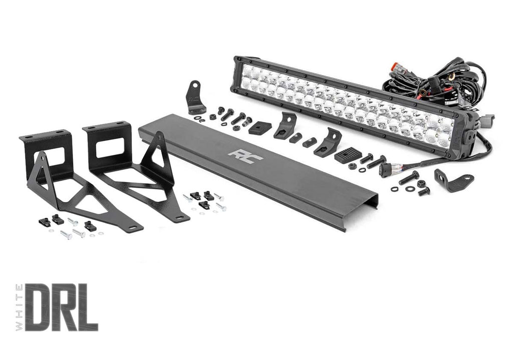 LED Light Kit | Bumper Mount | 20" Chrome Dual Row | White DRL | Ford Super Duty (05-07) Rough Country