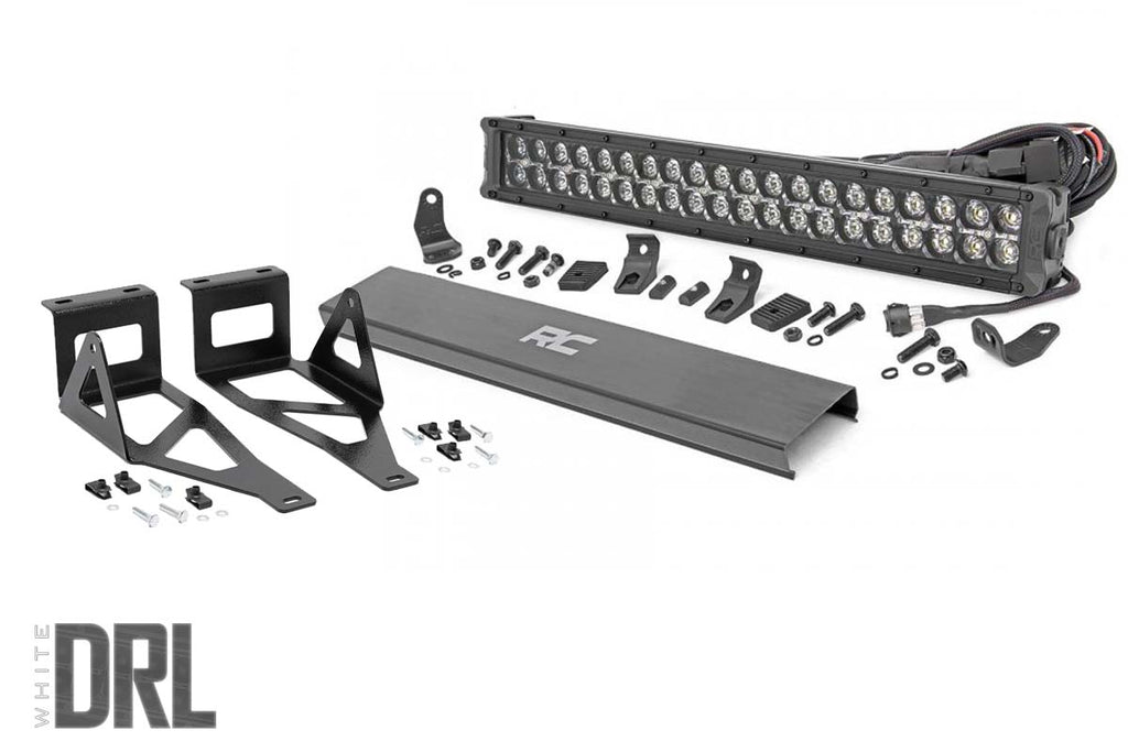 LED Light Kit | Bumper Mount | 2" Black Dual Row | White DRL | Ford Super Duty (05-07) Rough Country