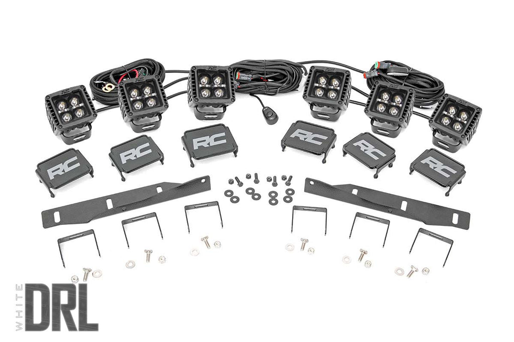 LED Light Kit | Fog Mount | Triple 2" Black Pair | White DRL | Ford Raptor (17-20) Rough Country