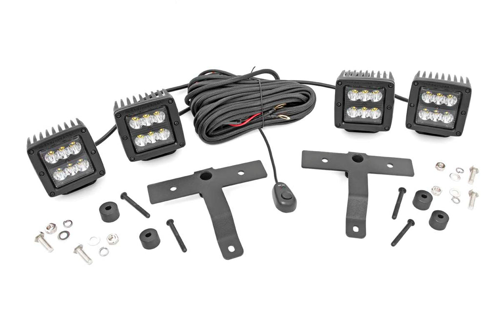 Jeep Quad LED Light Pod Kit  - Black Series (18-21 JL / 20-21 Gladiator) Rough Country