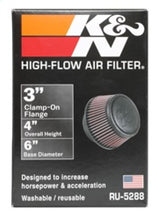 Load image into Gallery viewer, K&amp;N Universal Round Clamp-On Air Filter 3in Flange ID x 6in Base OD x 4.625in Top OD x 3in Height K&amp;N Engineering