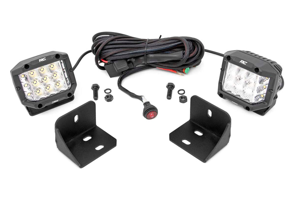 LED Light | Rear Cab Mount | 3" Chrome Pair | Wide Angle | Can-Am Defender HD 5/HD 8/HD 9/HD 10 Rough Country