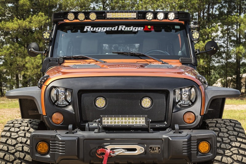 Rugged Ridge 07-18 Jeep Wrangler JK/JKU Textured Black Elite Headlight Euro Guards Rugged Ridge