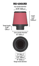 Load image into Gallery viewer, K&amp;N Universal Air Filter Chrome Round Tapered Red - 4in Flange ID x 1.125in Flange Length x 5.5in H K&amp;N Engineering