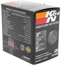 Load image into Gallery viewer, K&amp;N Universal Round Clamp-On Air Filter 3in Flange ID x 6in Base OD x 4.625in Top OD x 3in Height K&amp;N Engineering