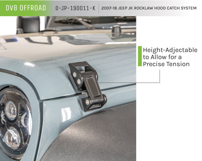 DV8 Offroad 2007-2018 Jeep Rocklaw Hood Catch System DV8 Offroad