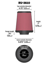 Load image into Gallery viewer, K&amp;N Universal Rubber Filter 2.75in Flange ID x 5.875in Base OD x 4.75in Top OD x 7in Height K&amp;N Engineering