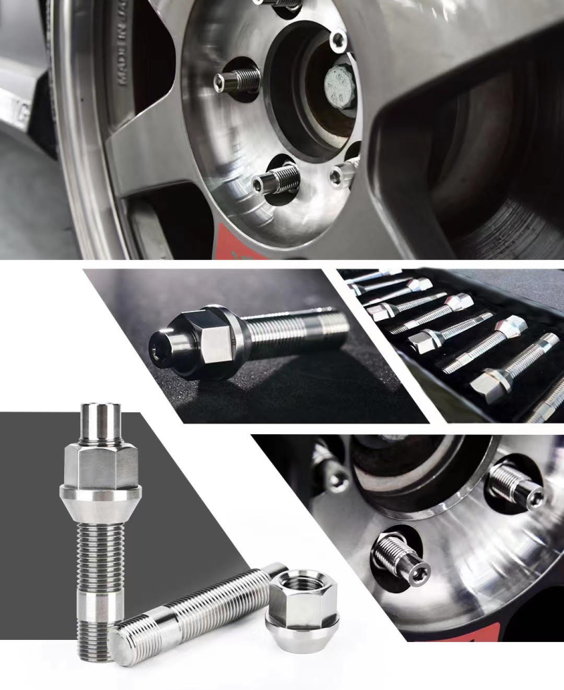 Wheel Mate Titanium Wheel Stud Conversion (Raw Ti) - M14x1.25 to M14x1.5 - 74mm - 60deg Lug Nut Wheel Mate
