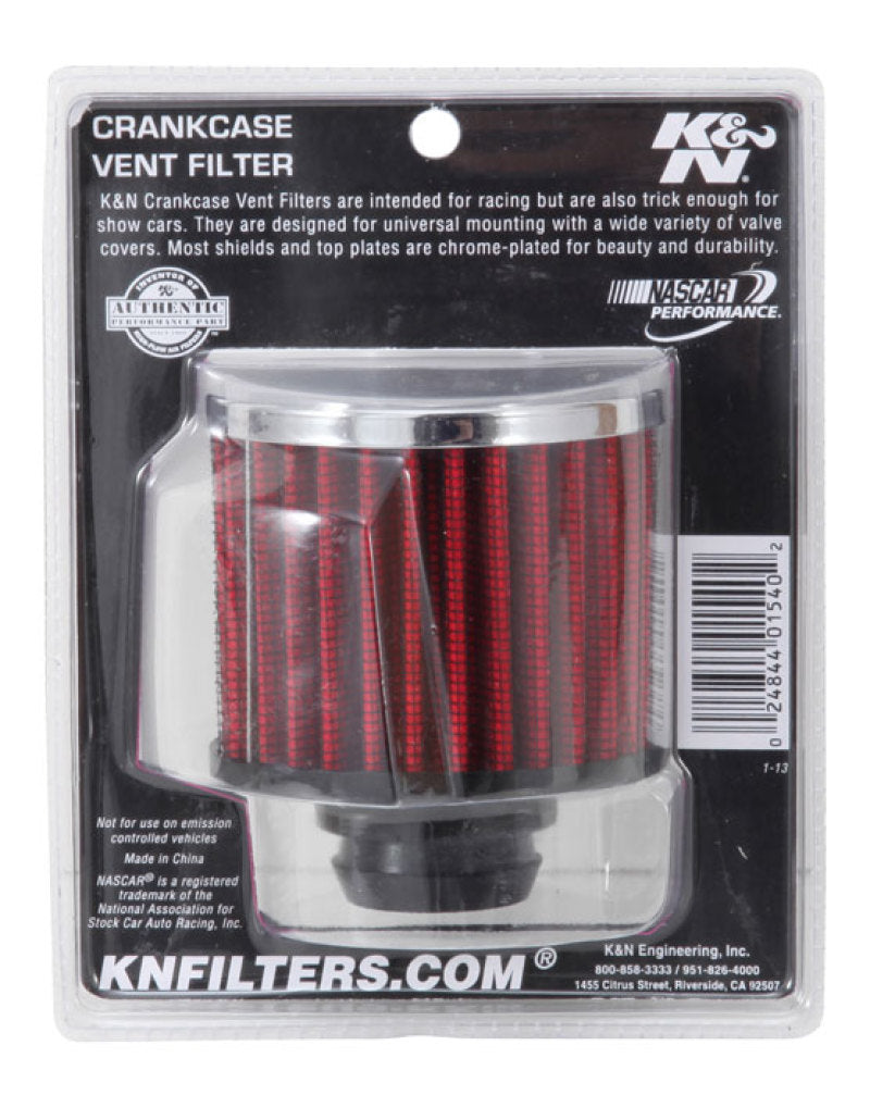 K&N Rubber Base Chrome Top Push-In Crankcase Vent Filter 3in OD x 2-1/2in H. K&N Engineering