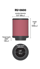 Load image into Gallery viewer, K&amp;N Filter Universal Rubber Filter 2 1/4 inch Flange 3 1/2 inch OD 4 inch Height K&amp;N Engineering