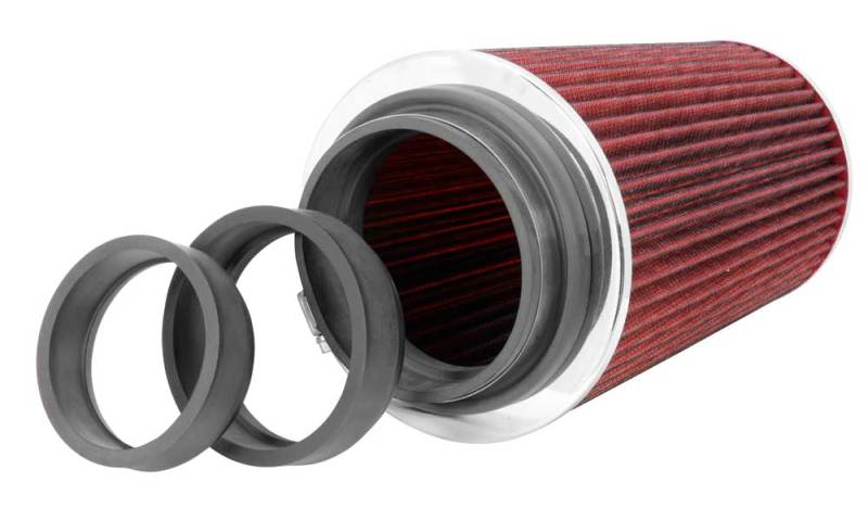 K&N Universal Air Filter Chrome Round Tapered Red - 4in Flange ID x 1.125in Flange Length x 9.5in H K&N Engineering