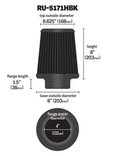 Load image into Gallery viewer, K&amp;N Universal Rubber Filter-Round Tapered 4in Flange ID x 8in Base OD x 6.625in Top OD x 8in H K&amp;N Engineering