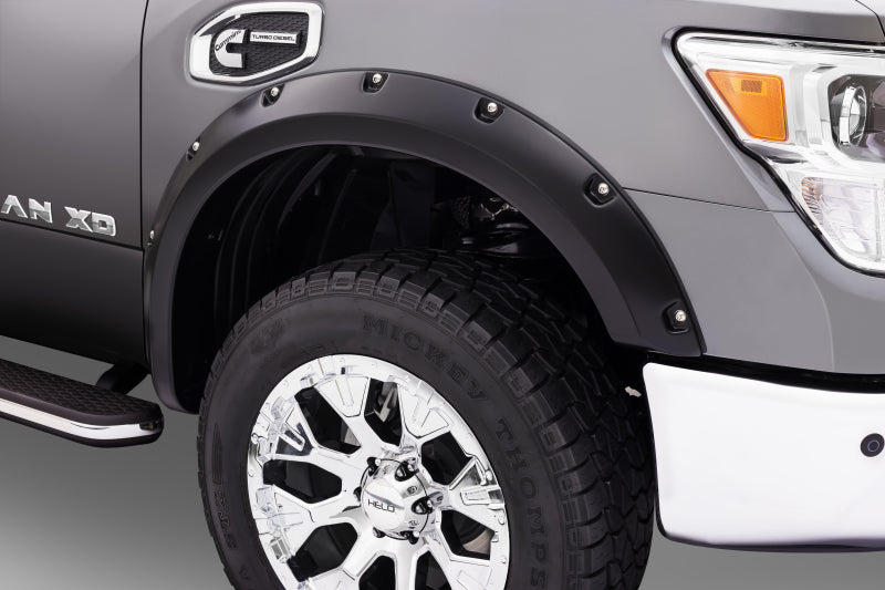 Bushwacker 16-18 Nissan Titan XD Pocket Style Flares 2pc 78.0in Bed - Black Bushwacker