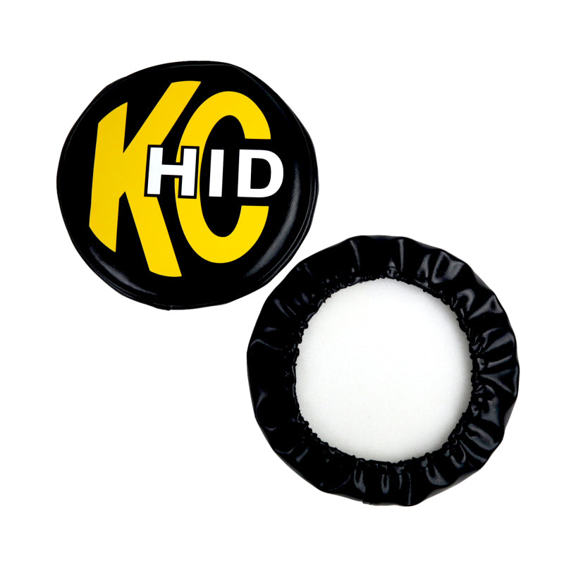 KC HiLiTES 8in. Round Soft Cover HID (Pair) - Black w/Yellow Brushed KC Logo KC HiLiTES