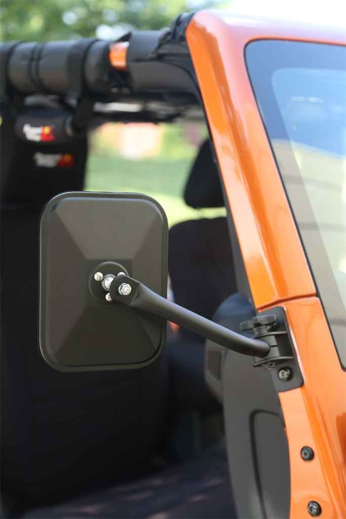 Rugged Ridge 97-18 Jeep Wrangler Textured Black Rectangluar Quick Release Mirror Rugged Ridge